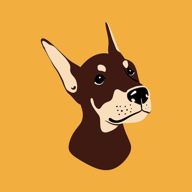 Doberman Vector illustration in flat style with dog puppy