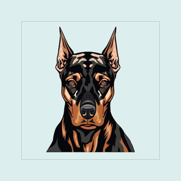 Dobermann dog head illustration vector