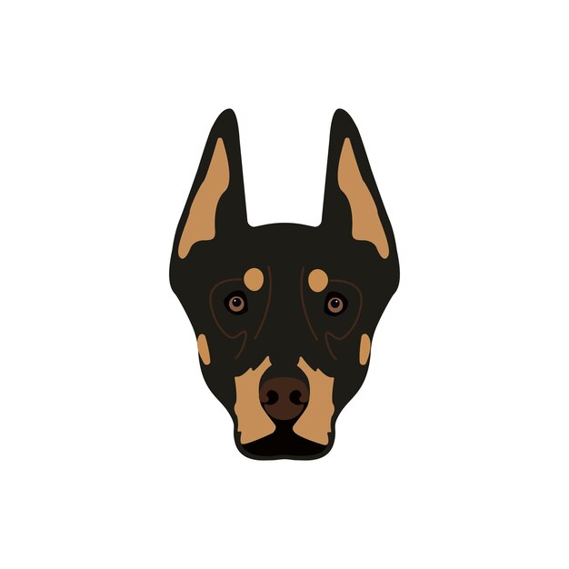 Vector dobermann face sticker dog icon on white background