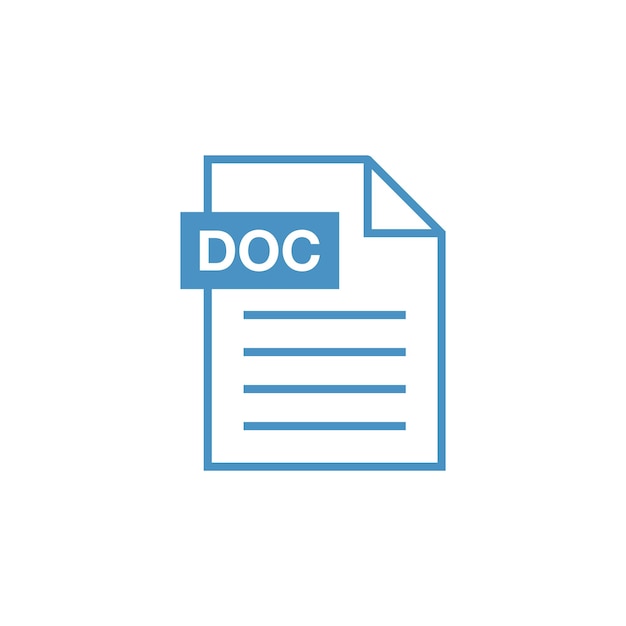 Modello vettoriale dell'icona di download del documento doc