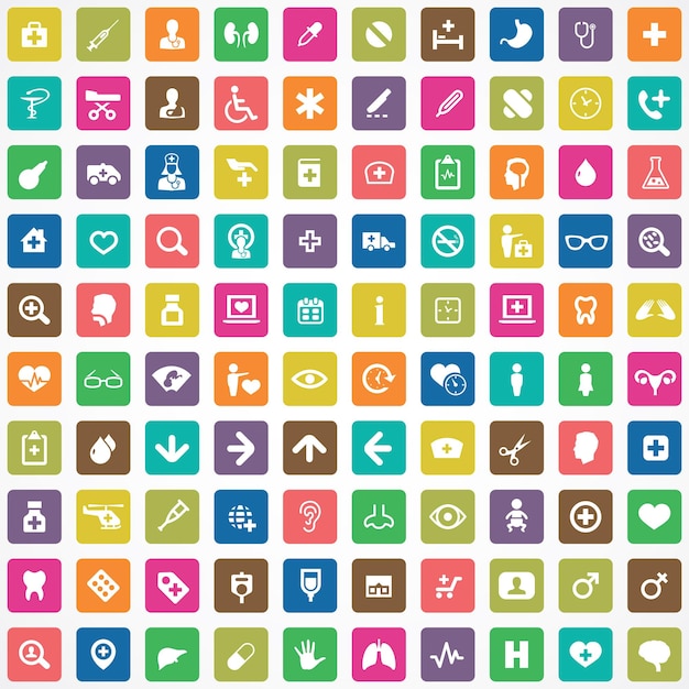 Vector doctor 100 icons universal set