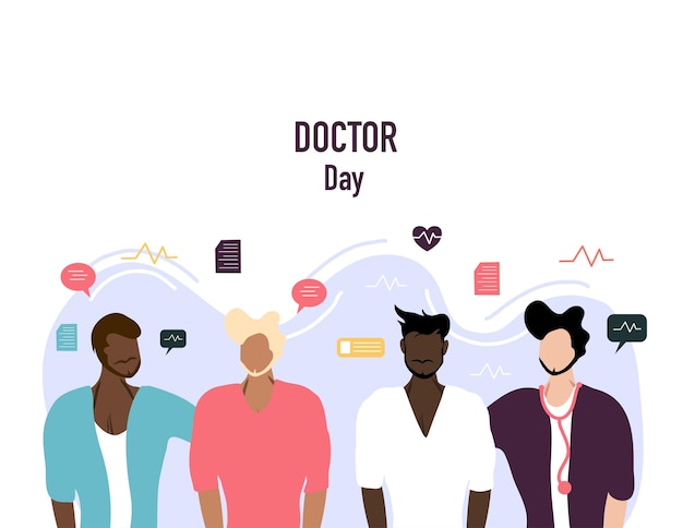 医師と看護師のイラストベクトルデザイン医師看護師の日