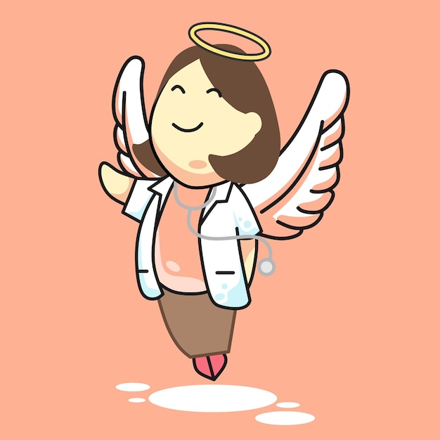 Vettore doctor angel girl pink vector illustration