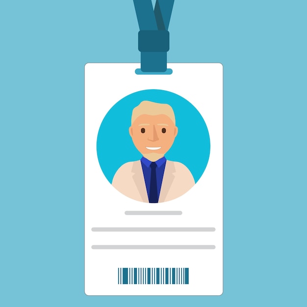 Vector doctor badge card of identification for check of the personality.