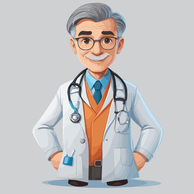 Doctor cartoon vector on a white background