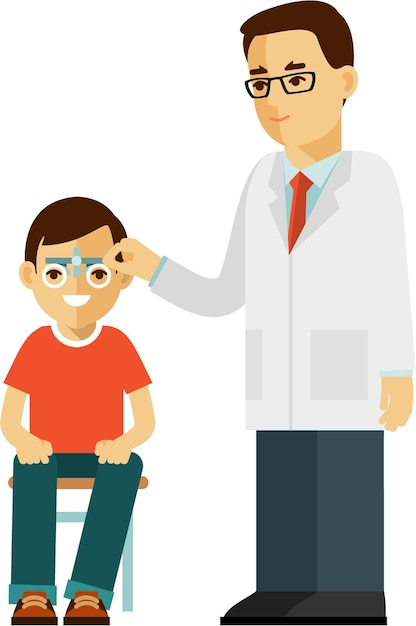 Doctor Checking Boy's Visual Acuity