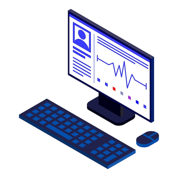 Icona del computer medico isometrica dell'icona vettoriale del computer medico per il web design isolato su sfondo bianco