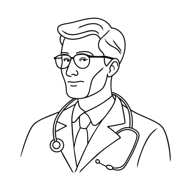 Doctor continue lijn kunst vector illustratie