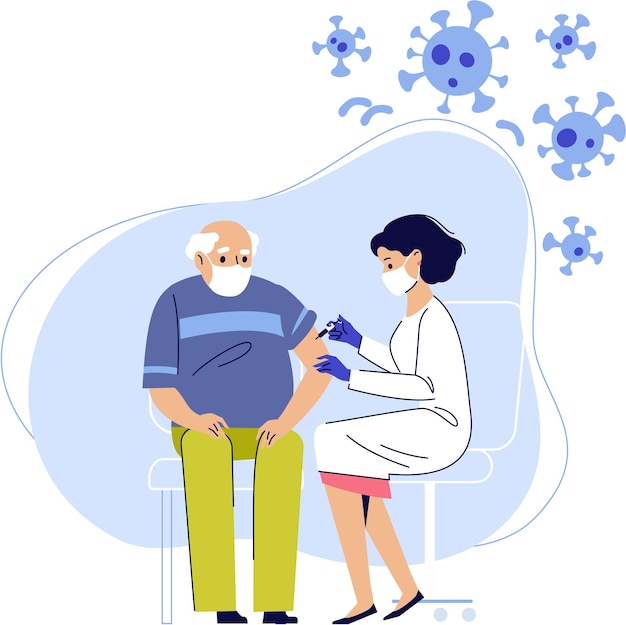 Doctor Coronavirus Vaccination for Elderly Man