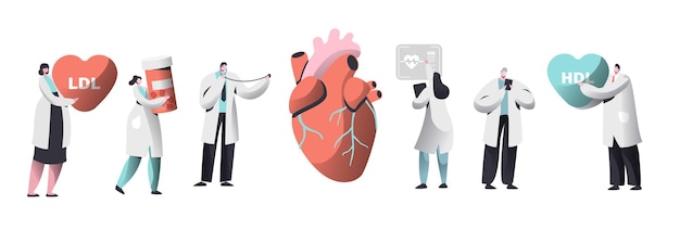 Doctor diagnose heart for cholesterol presence set.