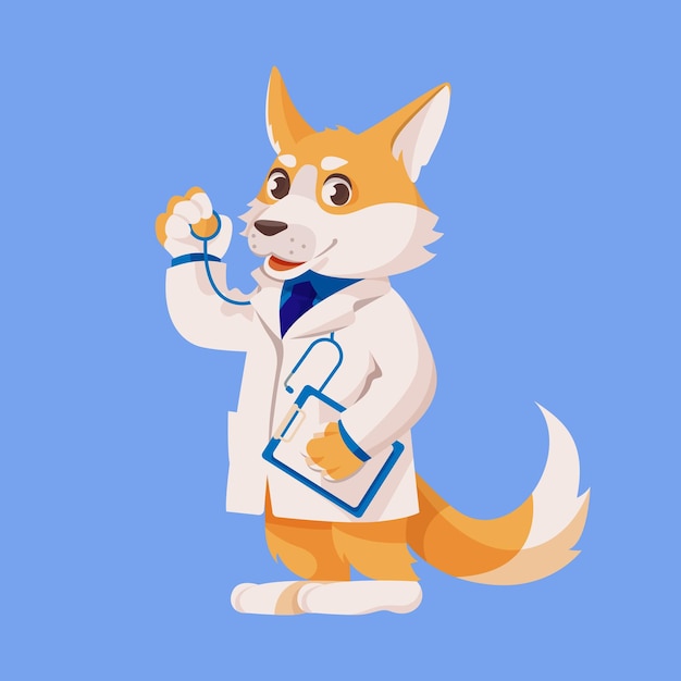 Doctor dog cute cartoon character