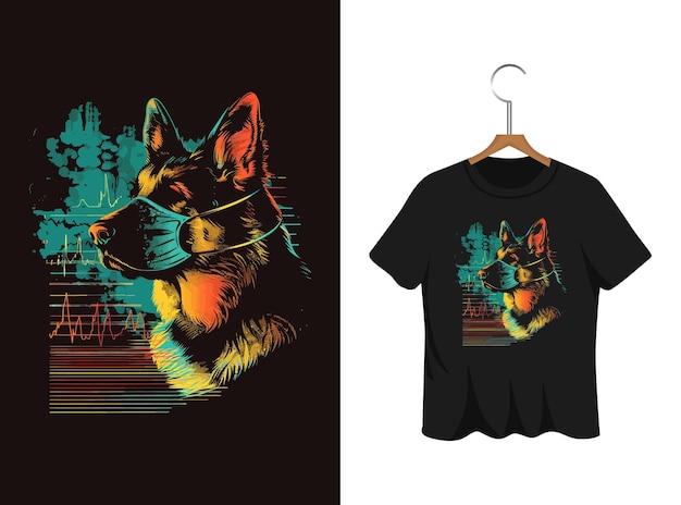 doctor dog silhouette t shirt design artwork