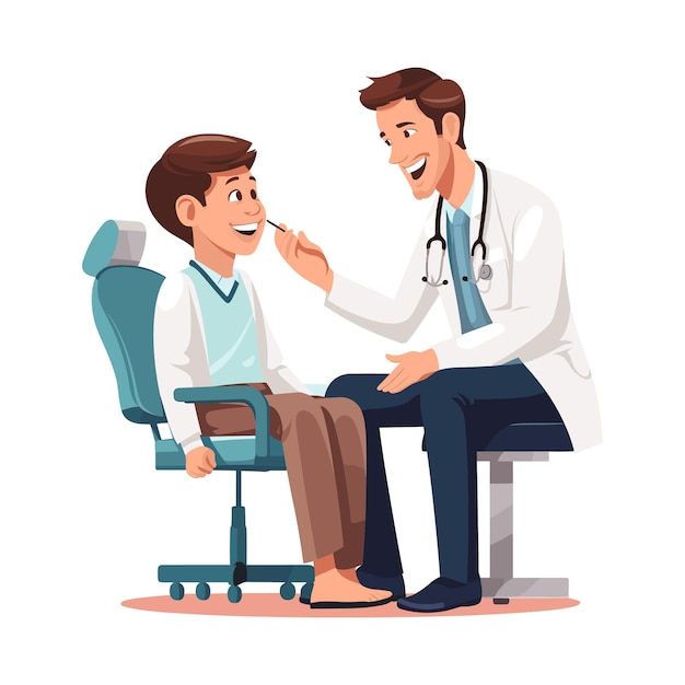 Doctor Examining a Patient at the Clinic Cartoon Vector