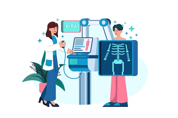 doctor examining patient's xray