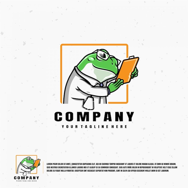 Modello di logo dell'illustrazione di doctor frog