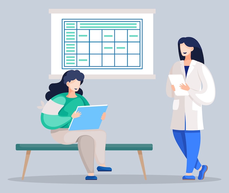 Vector doctor giving assignment for medical college student