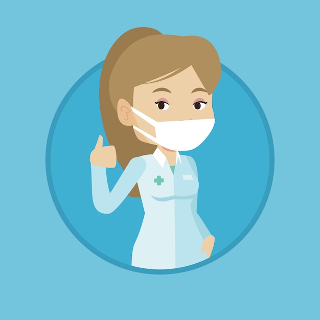 Doctor giving thumbs up vector illustration.