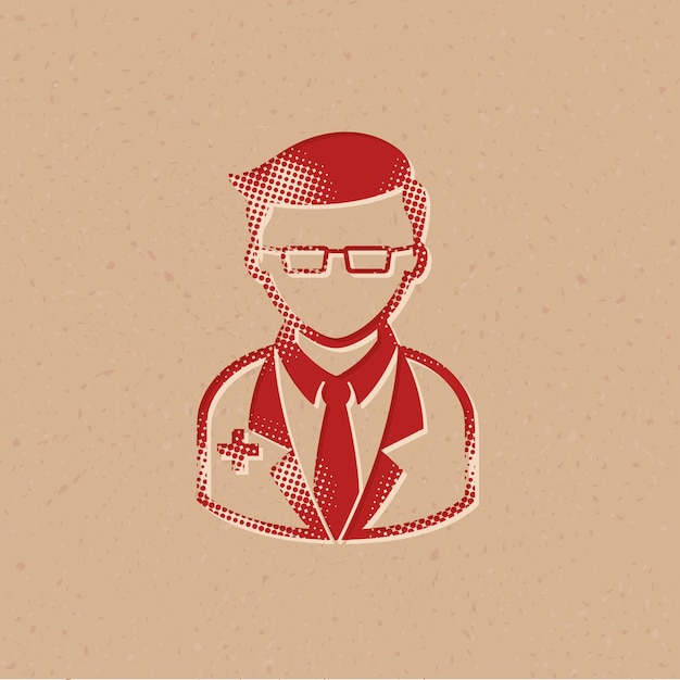 Doctor halftone style icon with grunge background vector illustration