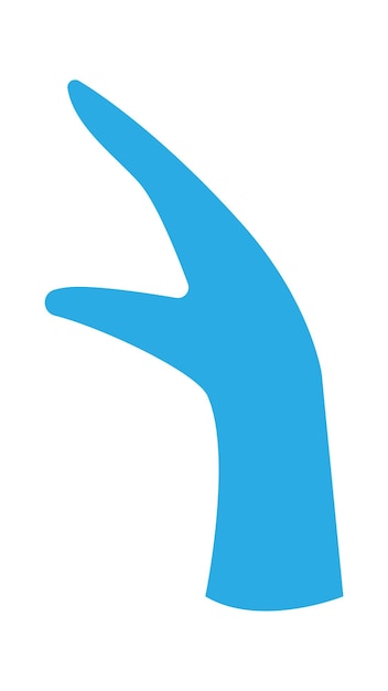 Vettore icona piatta della mano del medico guanti protettivi blu assistenza sanitaria