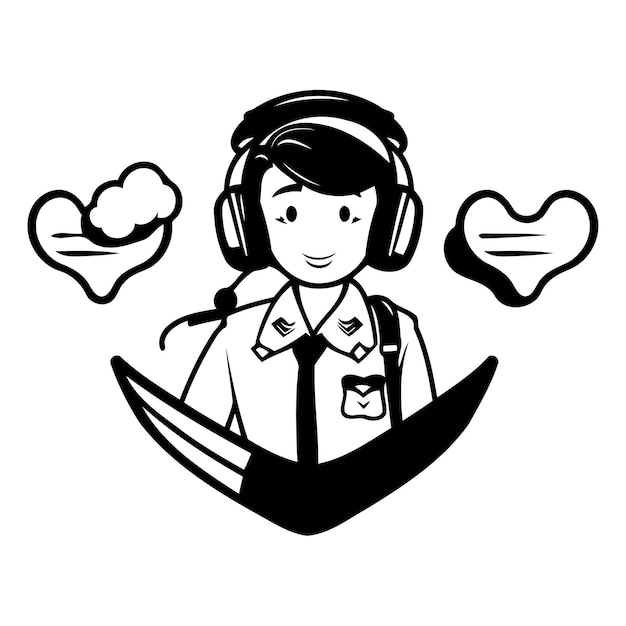 Vector doctor in headphones with a smile vector illustration in a flat style