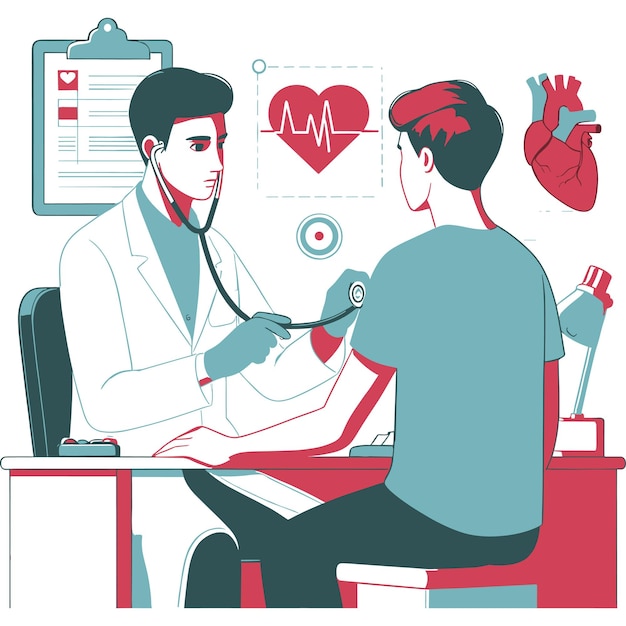 Doctor Health Check in the office vector