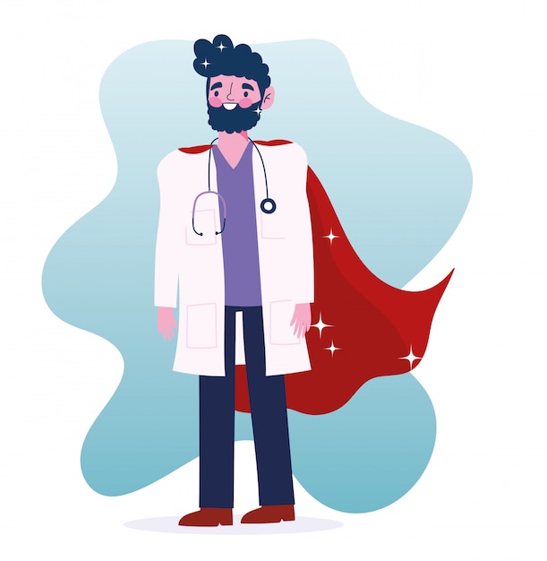 Vector doctor hero, character medical staff professional cartoon