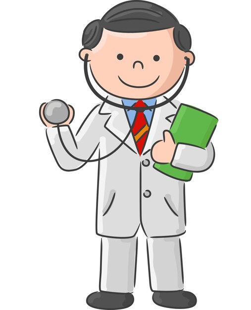 Vector doctor holding blank sign and stethoscope