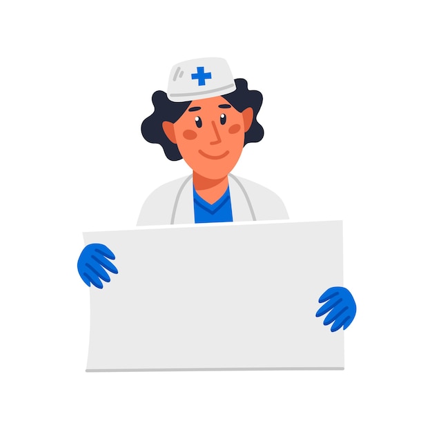 Doctor holding blank white poster