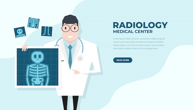 Vector doctor holding x-ray film. health check up banner.