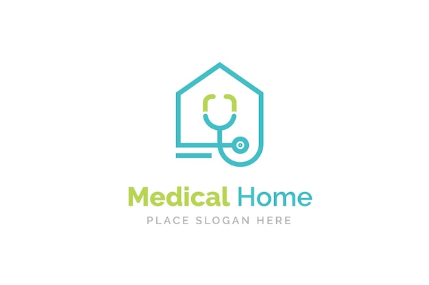 Doctor home logo design with stethoscope icon.