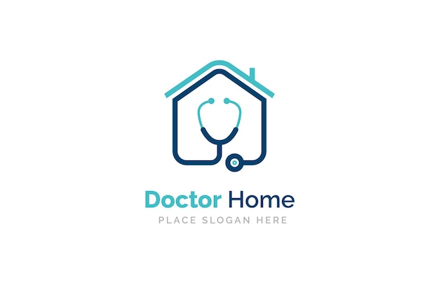 Vector doctor home logo design with stethoscope icon