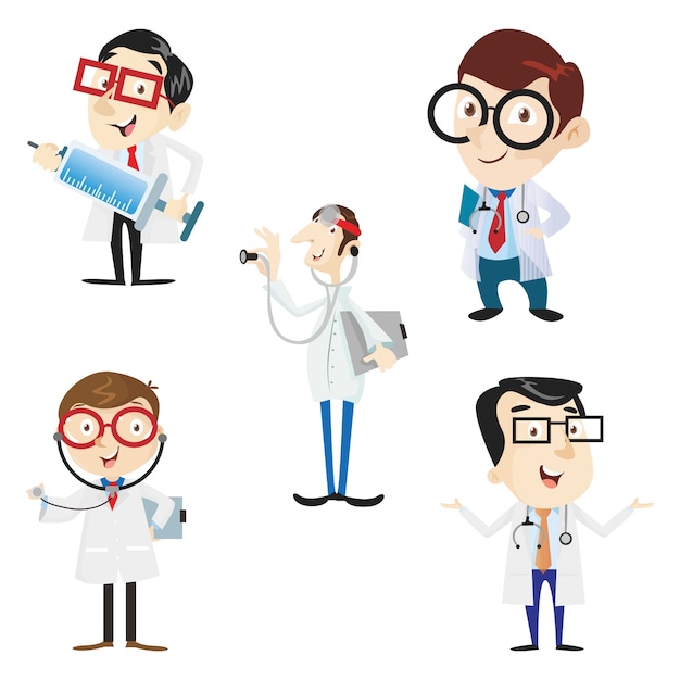 DOCTOR HOSPITAL HEALTH MEDICAL WORKER CARTOON CHARACTER VECTOR ILLUSTRATION