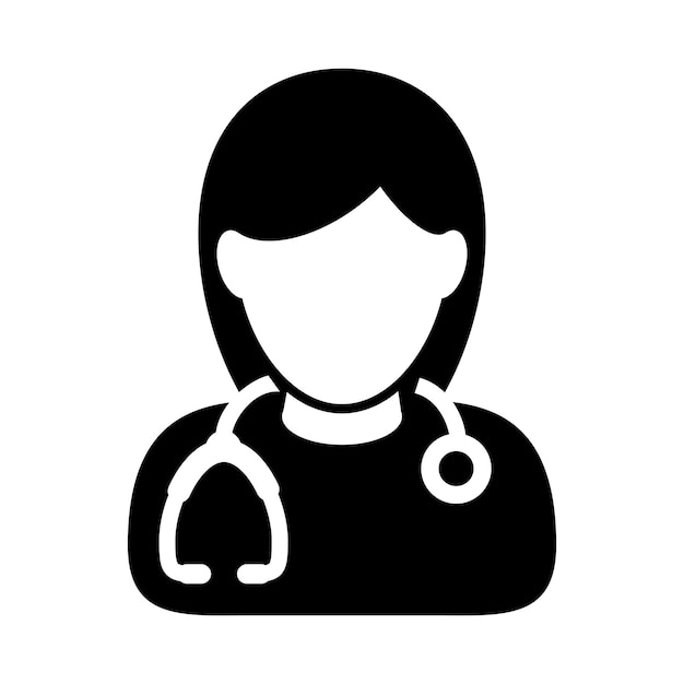 Doctor icon vector female person profile avatar with Stethoscope for medical consultation