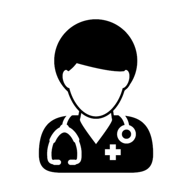 Vettore di icona del medico avatar di profilo di persona maschile con stetoscopio per consultazione medica