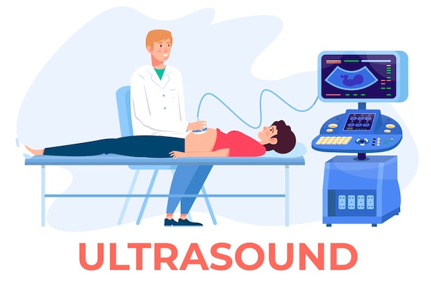 Вектор Врач проводит ультразвуковой скрининг беременности ультразвуковой сканер медицинское оборудование