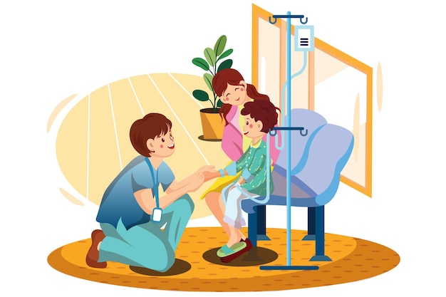 Doctor is checking patient health vector illustration.