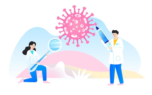 Doctor is fighting virus caring for women's health vector illustration