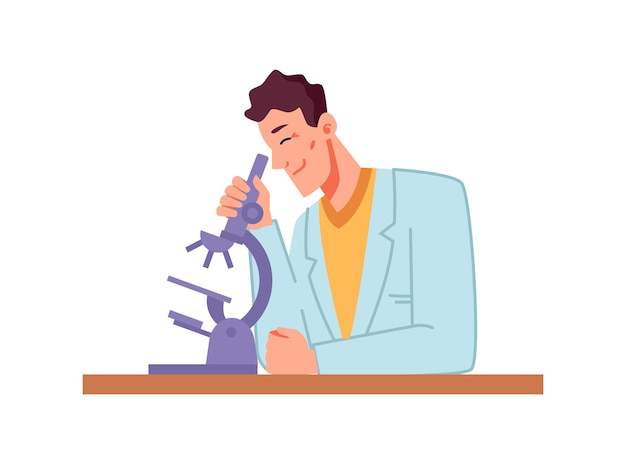 Doctor in lab looking through microscope