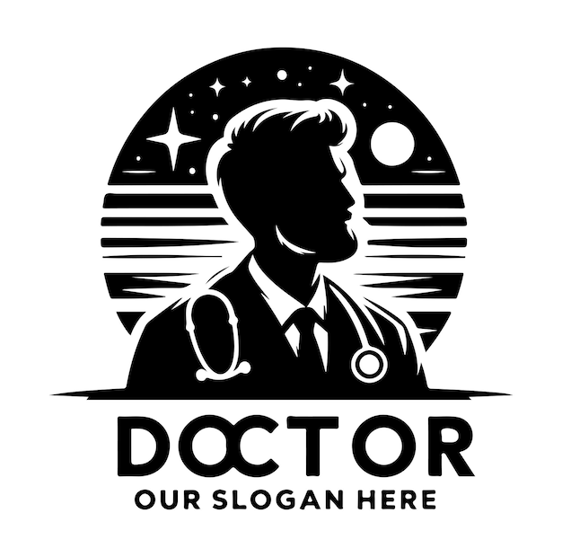 Vector doctor logo vector silhouette doctor icon fill black color