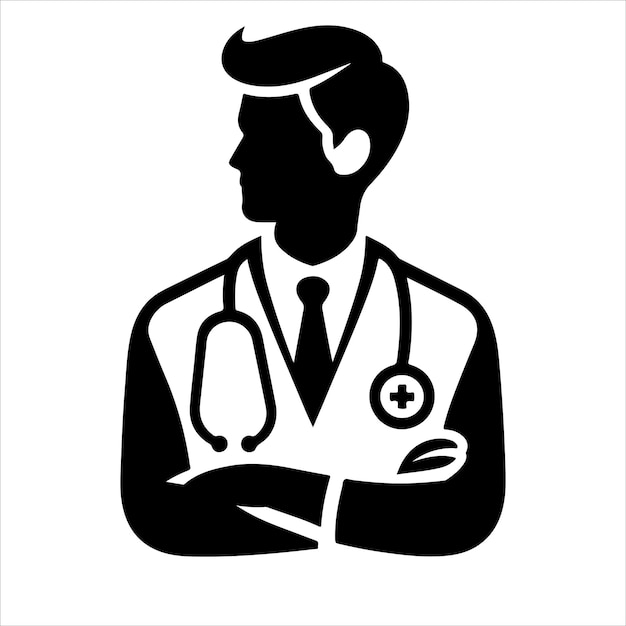 Vector doctor logo vector silhouette doctor icon on white background