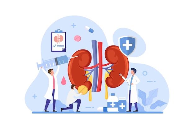 Doctor make kidney examination design concept