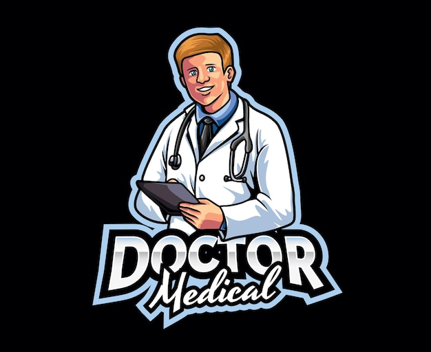 Disegno del logo della mascotte del medico