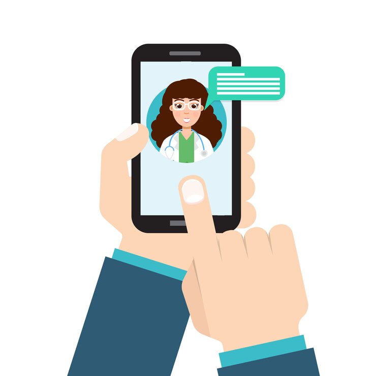 Vector doctor medical consultation online, internet  health service.   illustration.