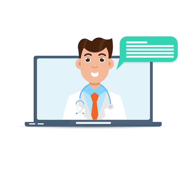 doctor medical consultation online, internet  health service.  illustration.