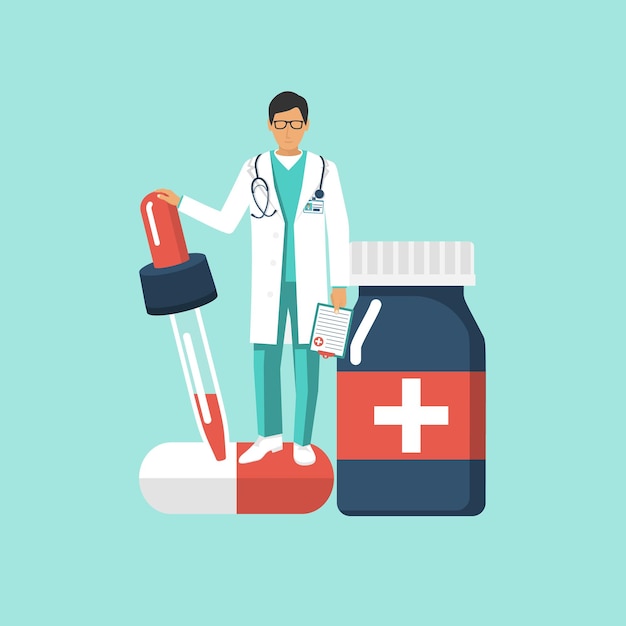 Doctor and medicine vector