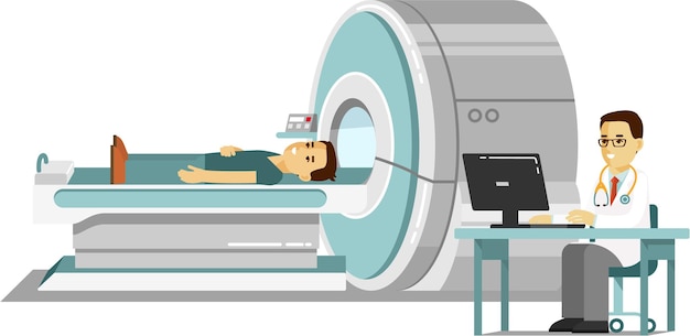 Vector doctor and mri scanner diagnostic of patient