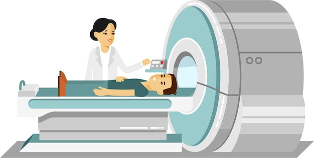 Vector doctor and mri scanner diagnostic of patient