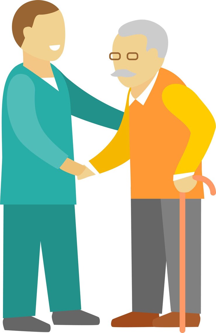 वेक्टर doctor nurse medical staff support for elderly man in hospital