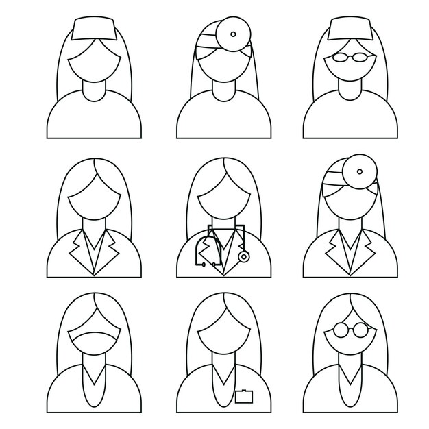 A doctor a nurse in uniform woman in flat style vector illustration in line style