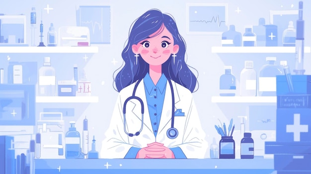 Doctor and nurse vector bacground banner for design